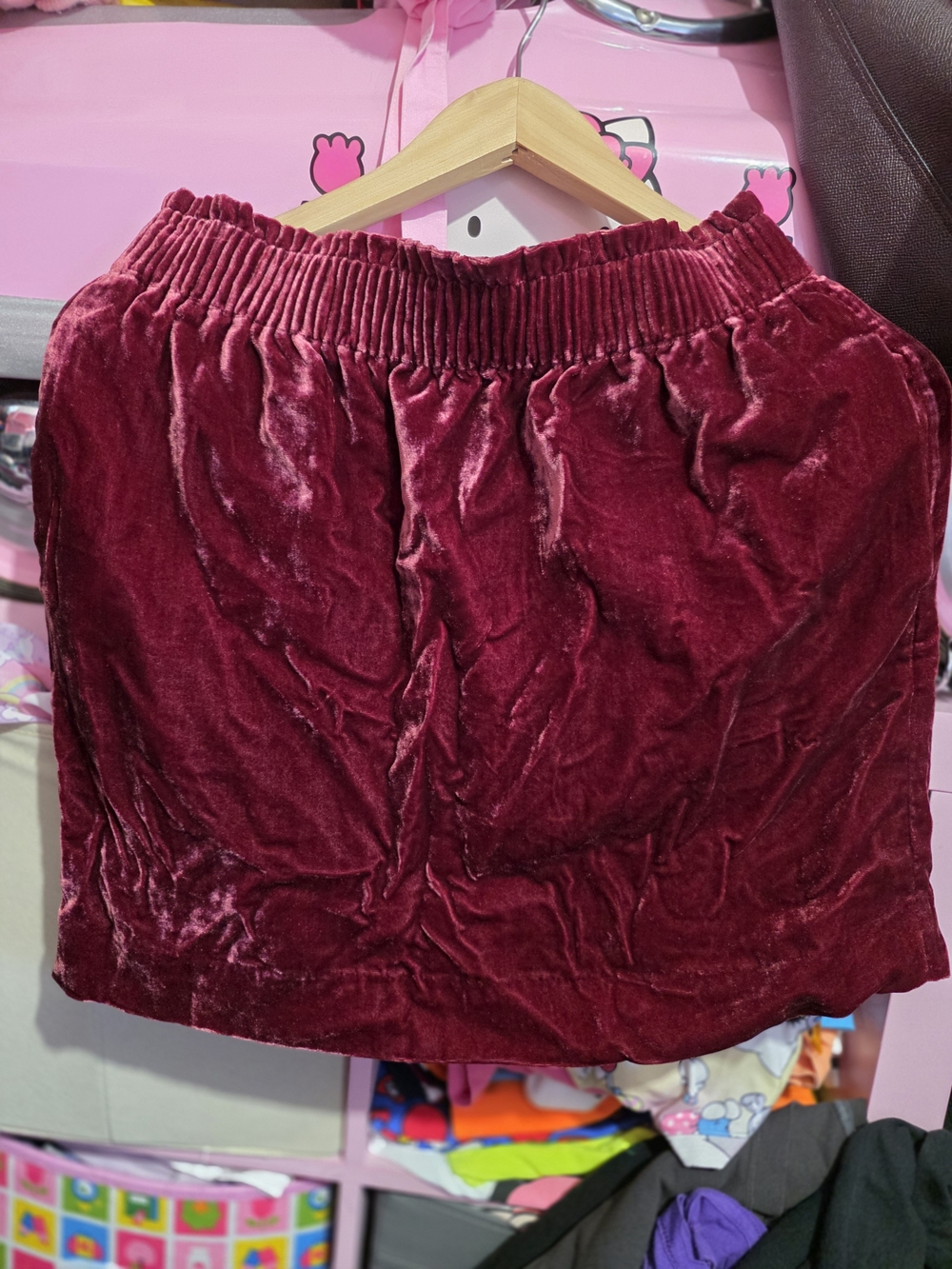 J. Crew Velvet Elastic-Waist Mini Skirt — Burgundy